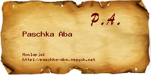 Paschka Aba névjegykártya